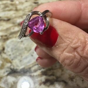 Romantic Pink Heart Gemstone Silver Ring